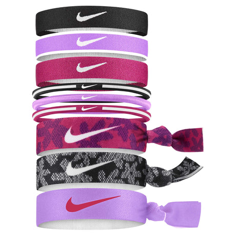 Nike Youth Mixed Ponytails attaches pour cheveux paquet de 9 printed black white rush pink