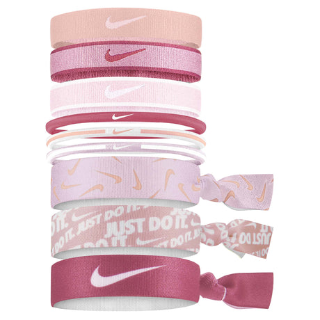 Nike Mixed Ponytail holder 9pk élastiques et attache-cheveux sport pink glaze