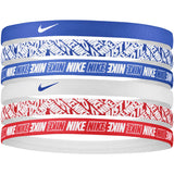 Nike printed 6pk bandeaux sport assortis pour cheveux game royal blanc rouge