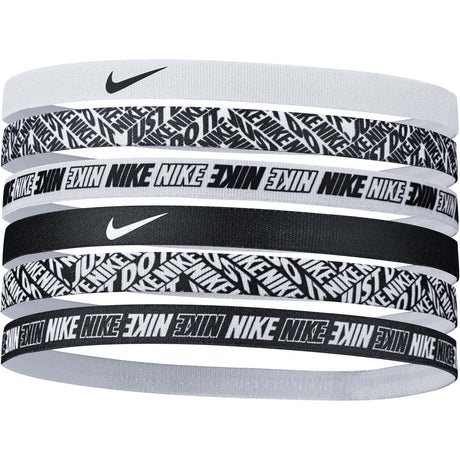 Nike printed 6pk bandeaux sport assortis pour cheveux blanc noir