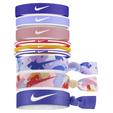 Nike Youth Mixed Ponytails attaches pour cheveux paquet de 9 - Lapis / Light Thistle / Elemental Pink
