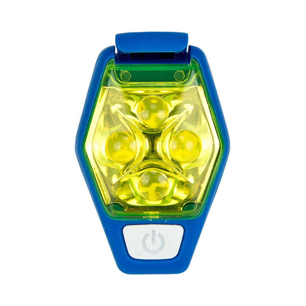 Clip lumineux stroboscopique de course à pied Nathan HyperBrite LED bleu jaune off