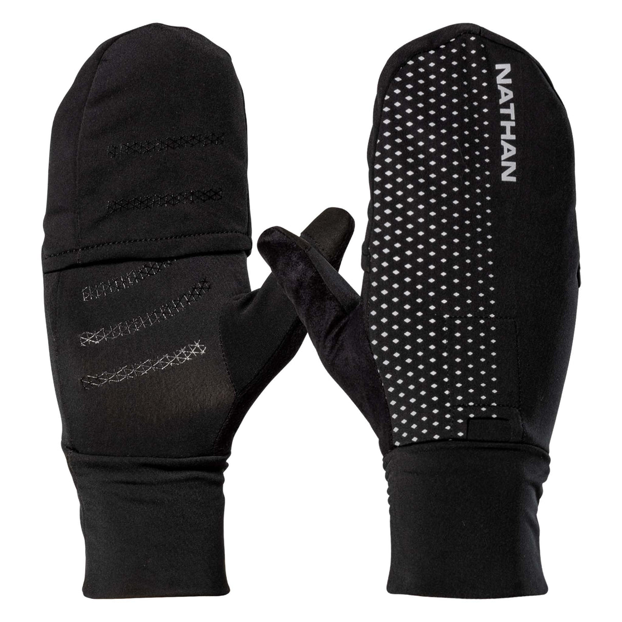 Gants-Mitaines de course à pied unisexes Nathan HyperNight Reflective black refelctive