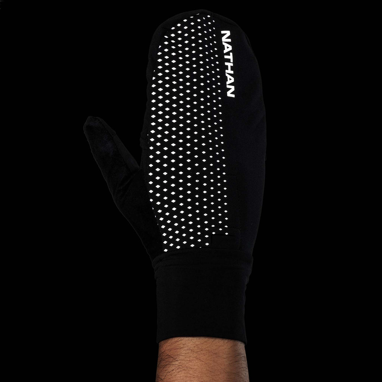 Gants-Mitaines de course à pied unisexes Nathan HyperNight Reflective black reflective dos reflechissant