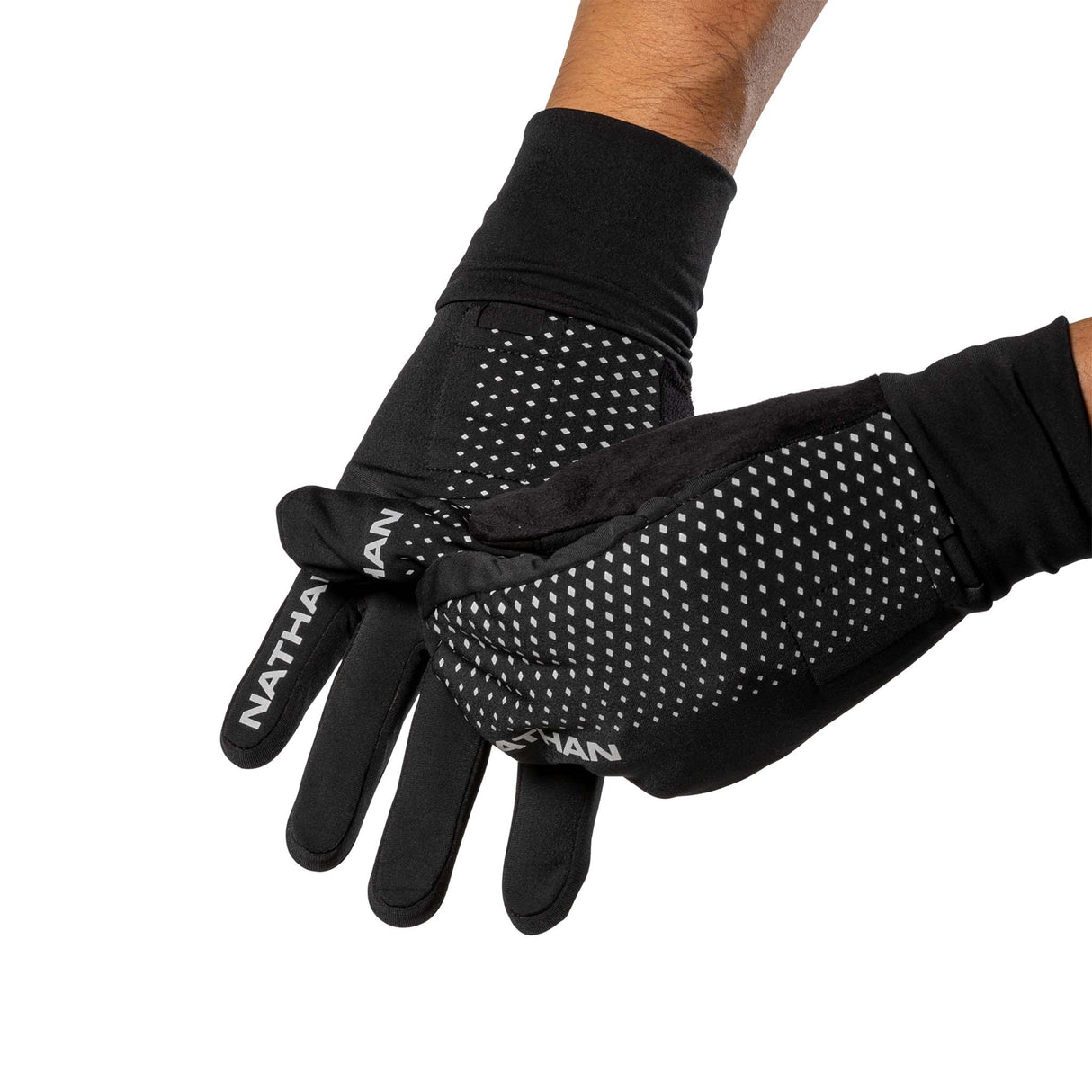 Gants-Mitaines de course à pied unisexes Nathan HyperNight Reflective black reflective details