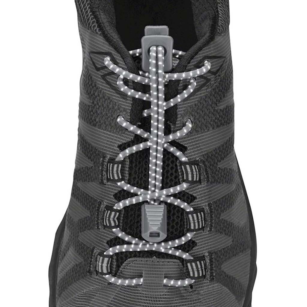 Nathan Reflective Run Laces lacets verrouillants de course à pied gris