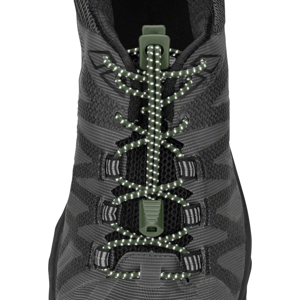 Nathan Reflective Run Laces lacets verrouillants de course à pied bronze vert