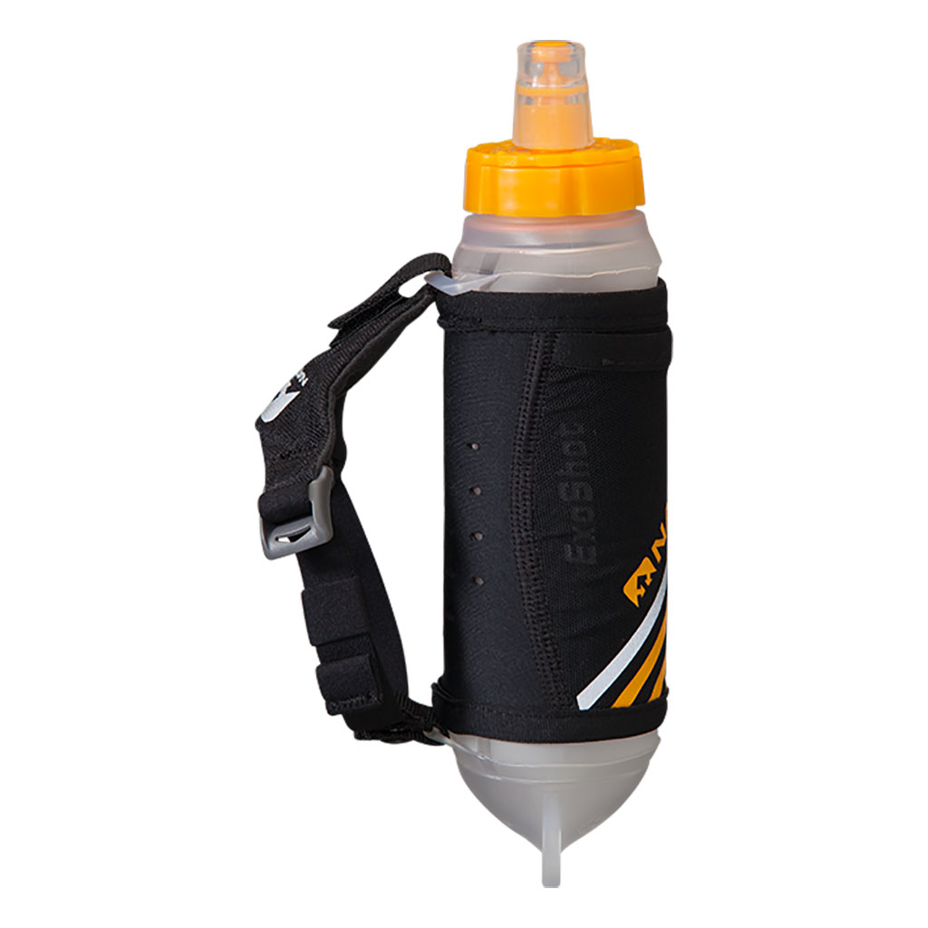 Nathan Exoshot bouteille à la main d&#39;hydratation sport noir orange vue lat2