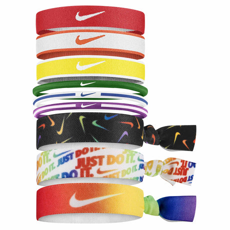 Nike Mixed Ponytail Holder 9pk élastiques et attache-cheveux sport Pimento/Orange/Blaze/Sunlight