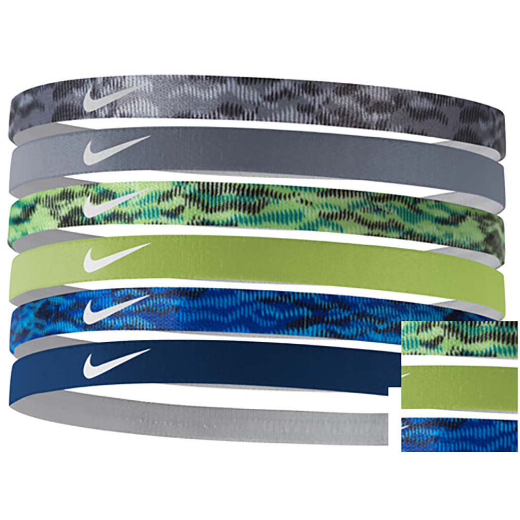 Nike printed 6pk bandeau sport pour cheveux grey green