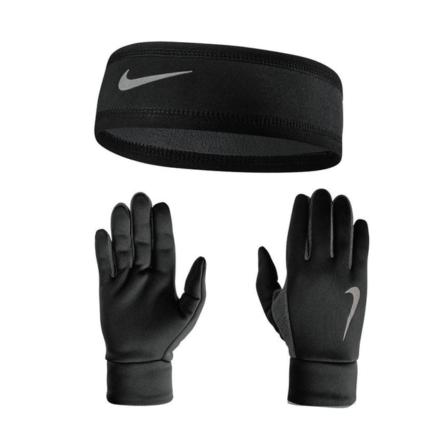 Nike women's run thermal headband and glove set black anthracite