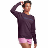 Champion Powerblend Classic Crew Embroidered Logo chandail molletonné pour femme Dark Berry Purple angle 2