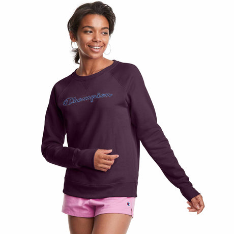 Champion Powerblend Classic Crew Embroidered Logo chandail molletonné pour femme Dark Berry Purple