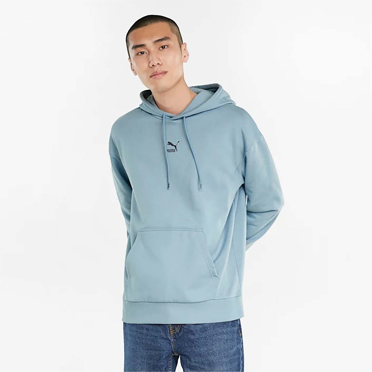 Chandail a capuche molletonné Puma Classics Oversized pour homme fog blue live