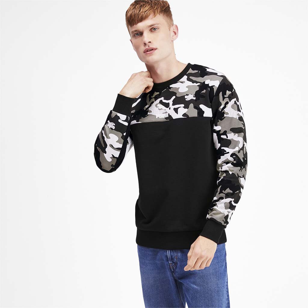 Puma Classics Men&#39;s Placement Print Crewneck Sweatshirt black lv