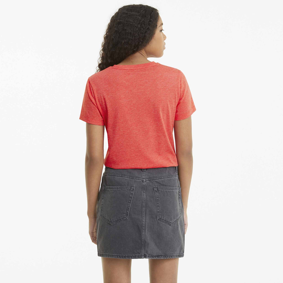 T-shirt Puma Essential chiné à manches courtes pour femme Rouge modèle dos