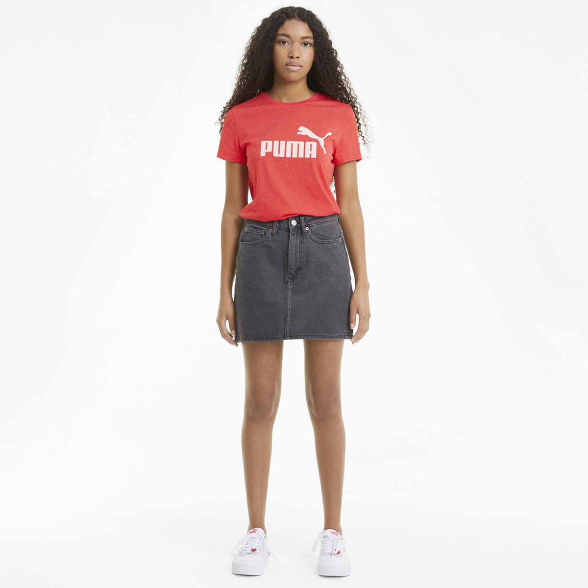 T-shirt Puma Essential chiné à manches courtes pour femme Rouge modèle 2
