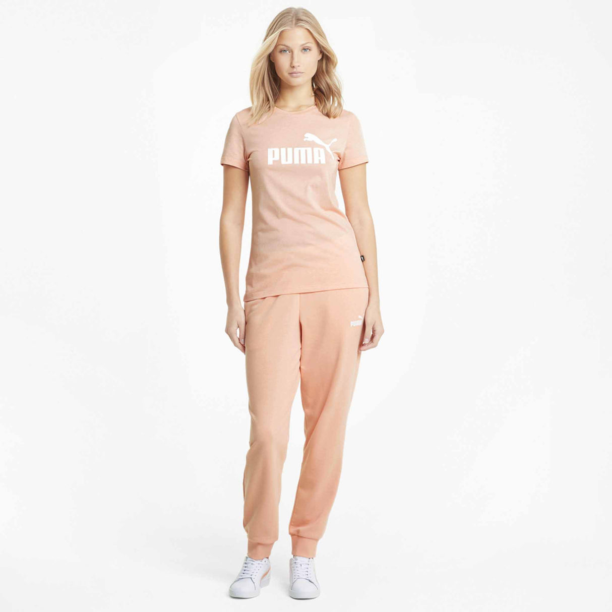 T-shirt Puma Essential chiné à manches courtes pour femme rose modèle 2