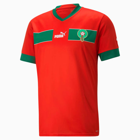 Puma Maroc FRMF maillot de soccer domicile 2022-23 Lions de l'Atlas rouge vert