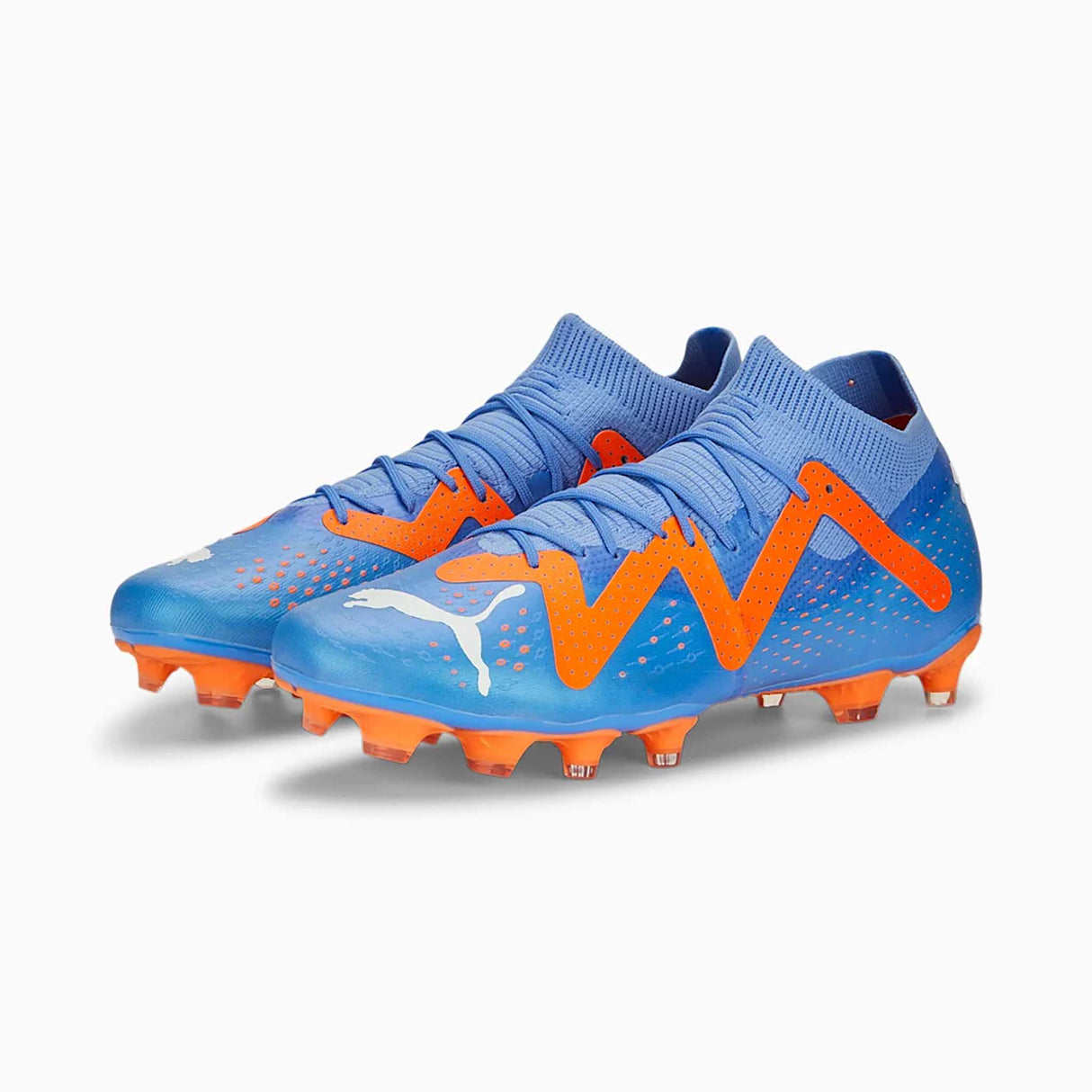 Soulier de soccer Puma Future Match FG/AG adulte paire -Blue Glimmer / Puma White / Ultra Orange