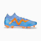 Soulier de soccer Puma Future Match FG/AG adulte -Blue Glimmer / Puma White / Ultra Orange lateral