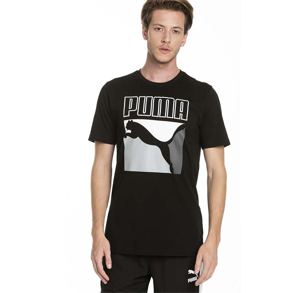 T-shirt Puma Graphic Box Logo manches courtes pour homme noir lv1