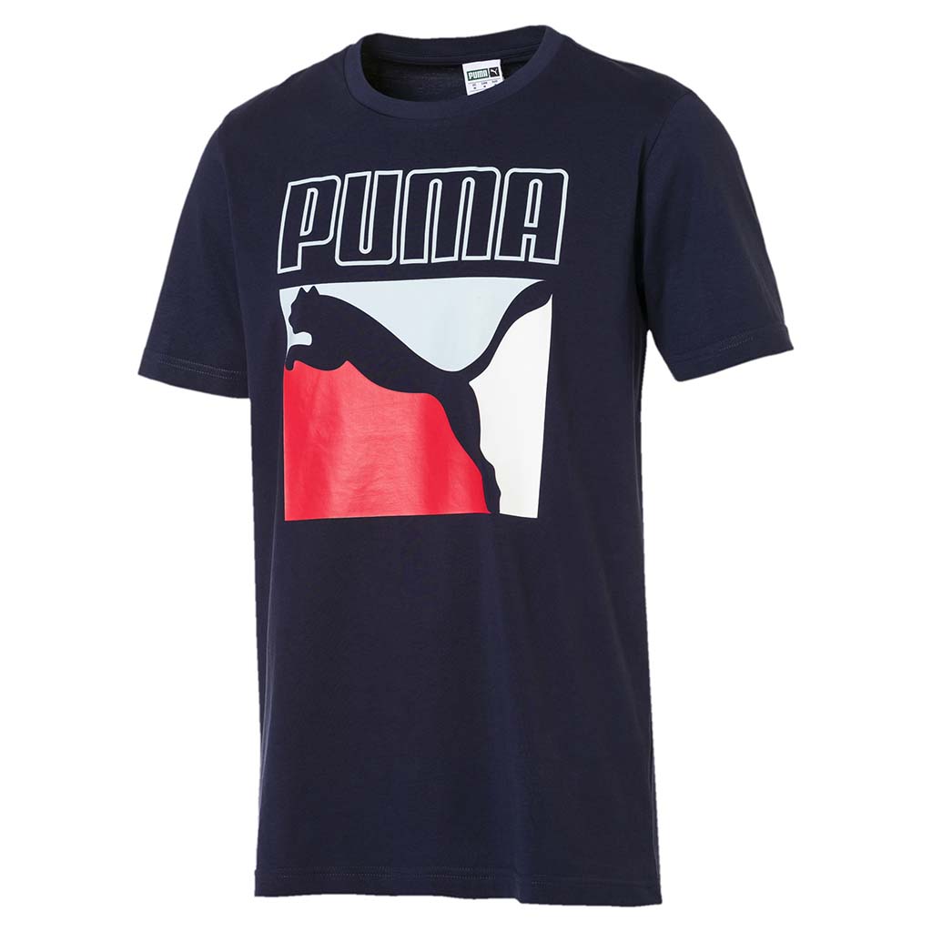 T-shirt Puma Graphic Box Logo manches courtes pour homme marine