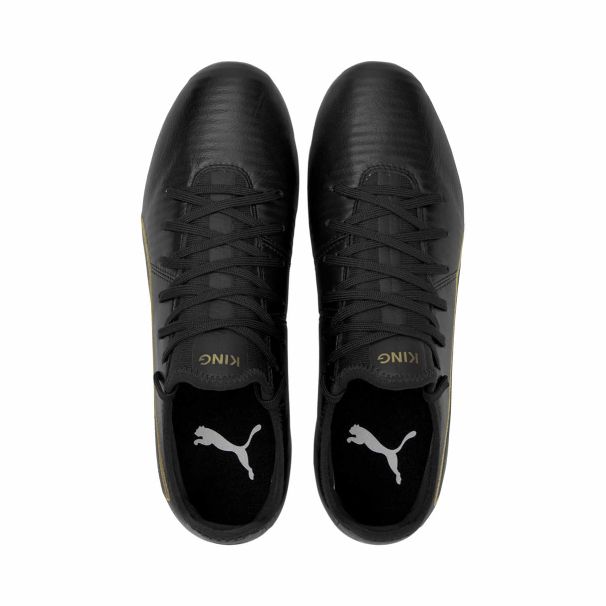 Puma King Pro FG Chaussures de soccer à crampons Noir/Or vue de haut