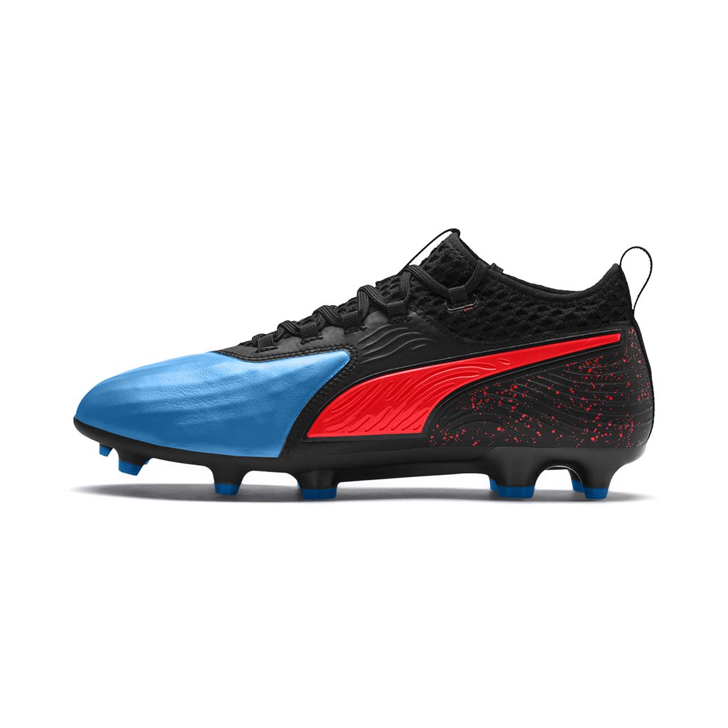 Puma One 19.2 FG chaussure de soccer bleu azur rouge
