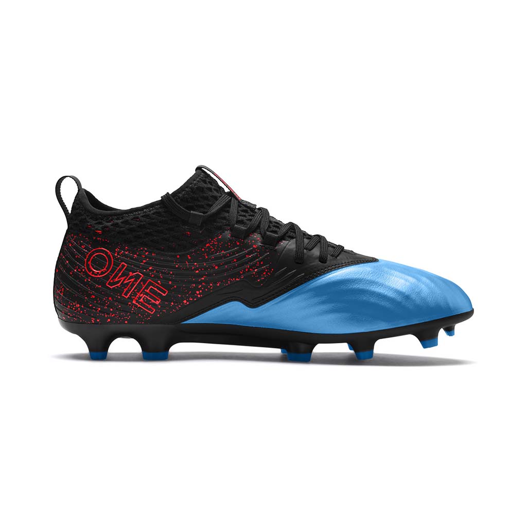 Puma One 19.2 FG chaussure de soccer bleu azur rouge lv