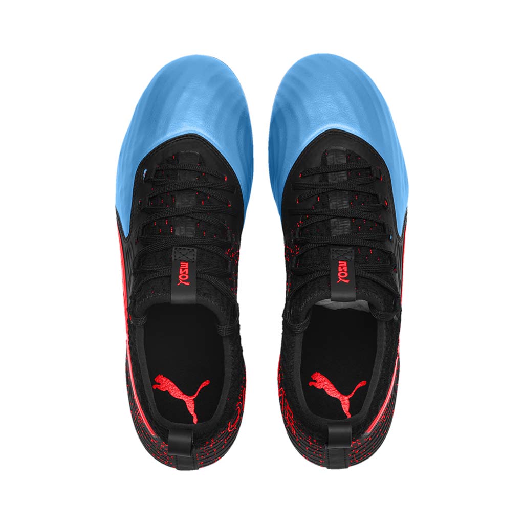 Puma One 19.2 FG chaussure de soccer bleu azur rouge uv
