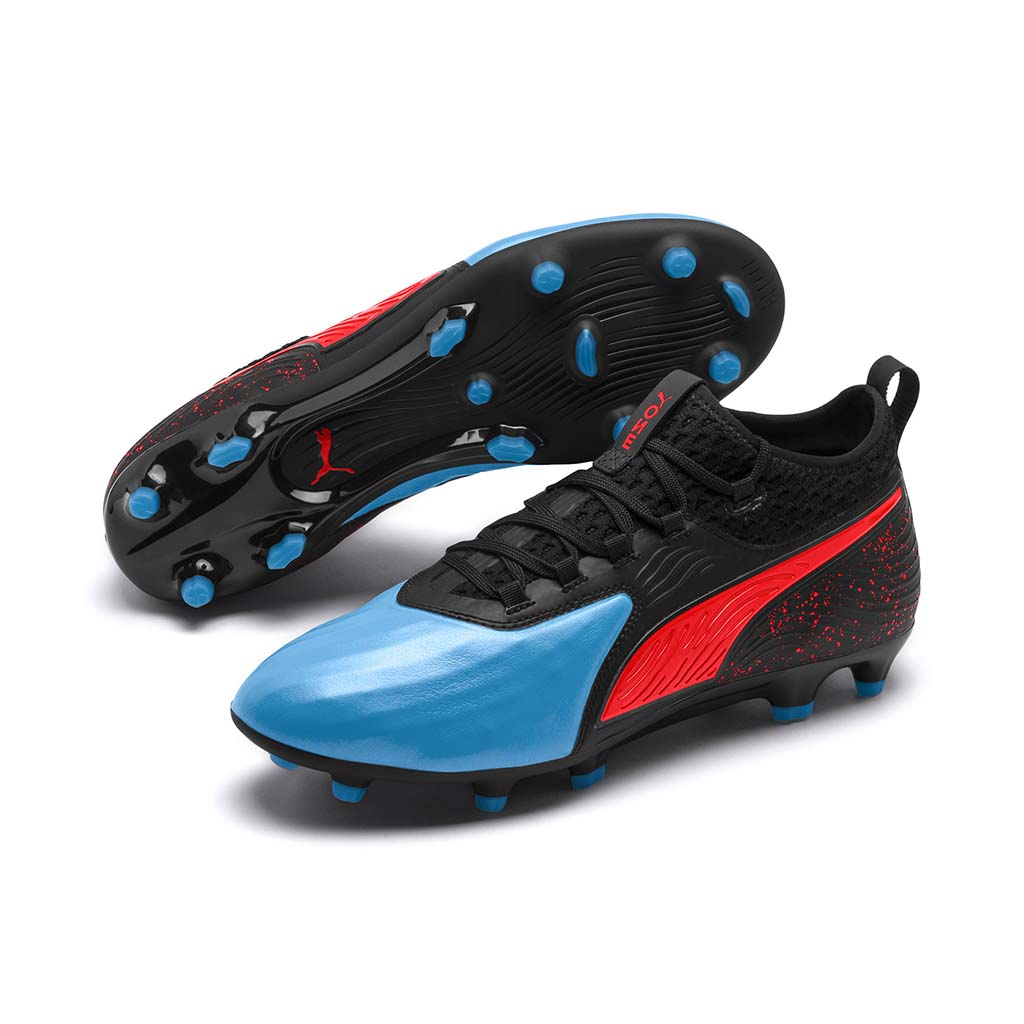 Puma One 19.2 FG chaussure de soccer bleu azur rouge paire