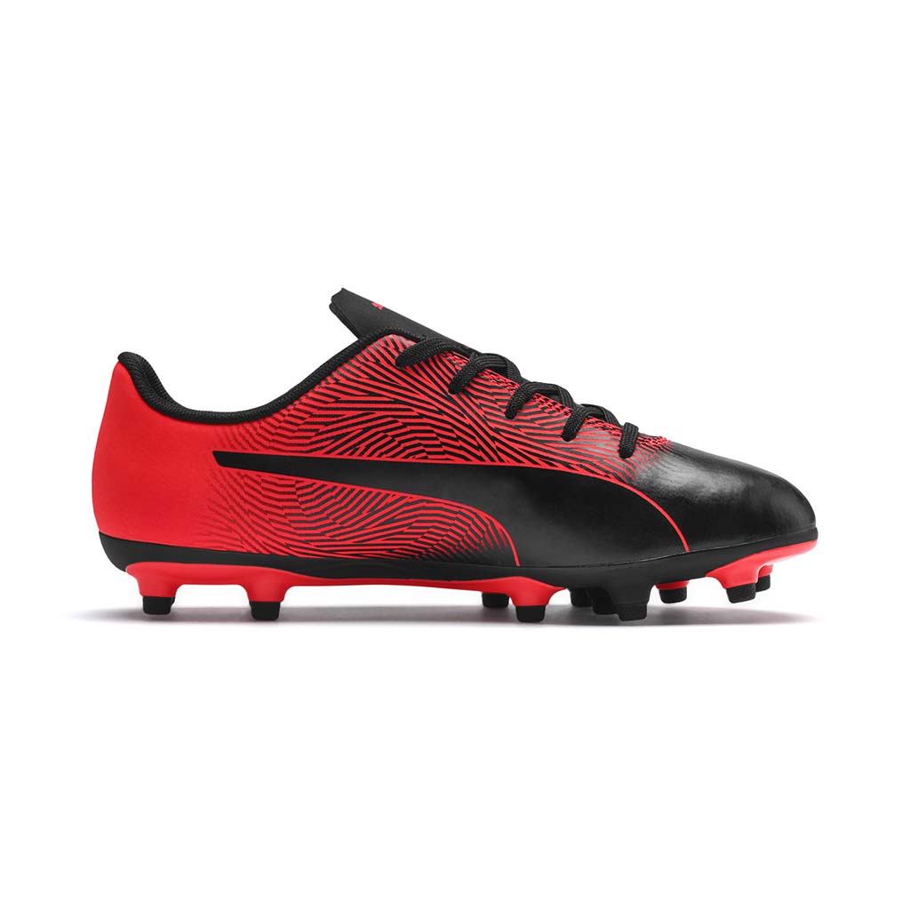 Puma Spirit II FG Junior chaussure de soccer enfant noir rouge lv