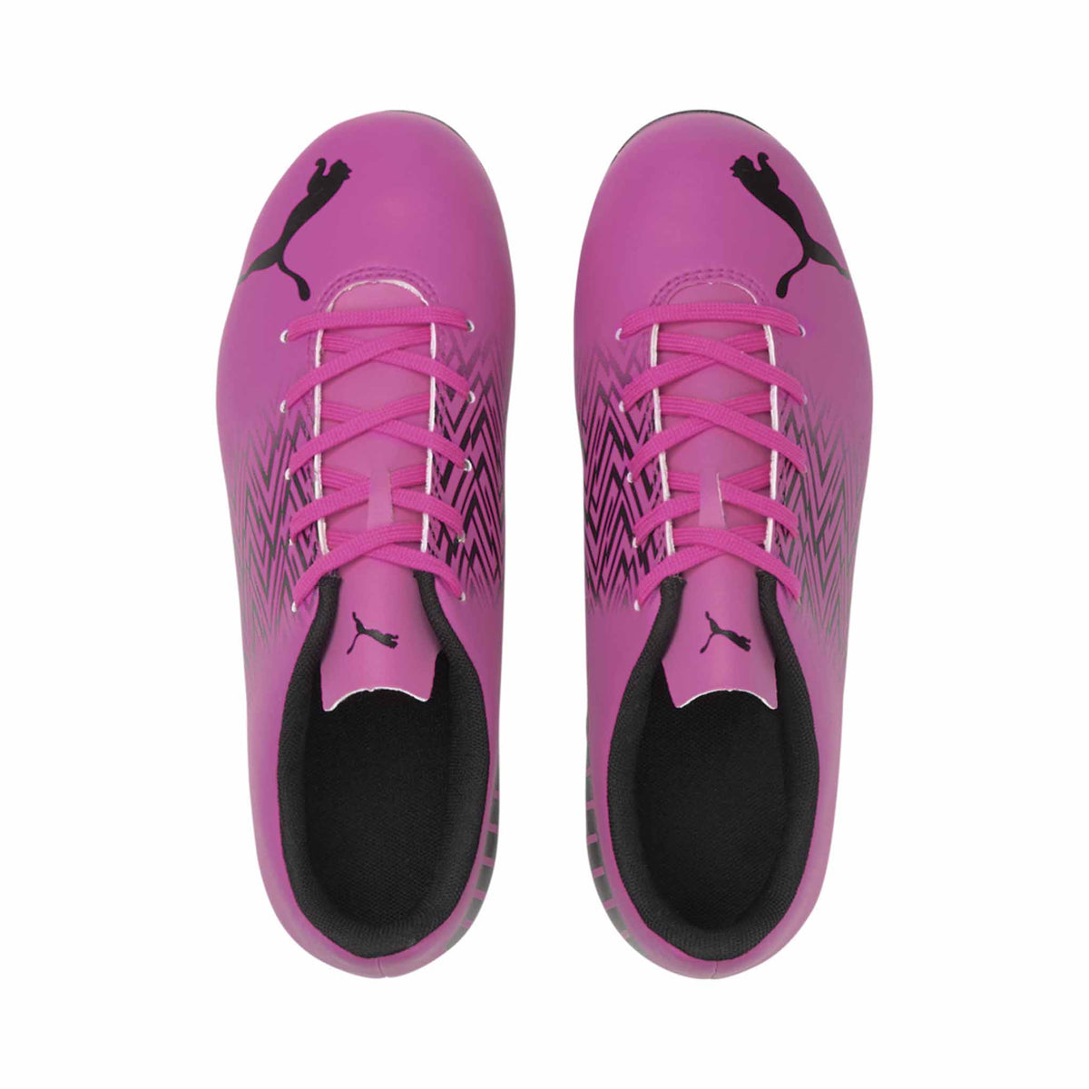 Puma Tacto FG/AG Junior chaussures de soccer enfant Rose / Noir vue de haut
