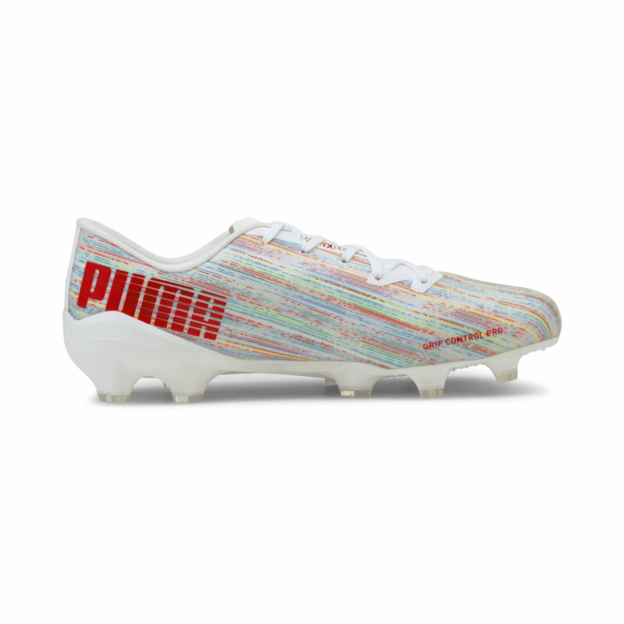 Puma Ultra 2.2 FG/AG chaussures de soccer à crampons Puma White/Red Blast vue de côté