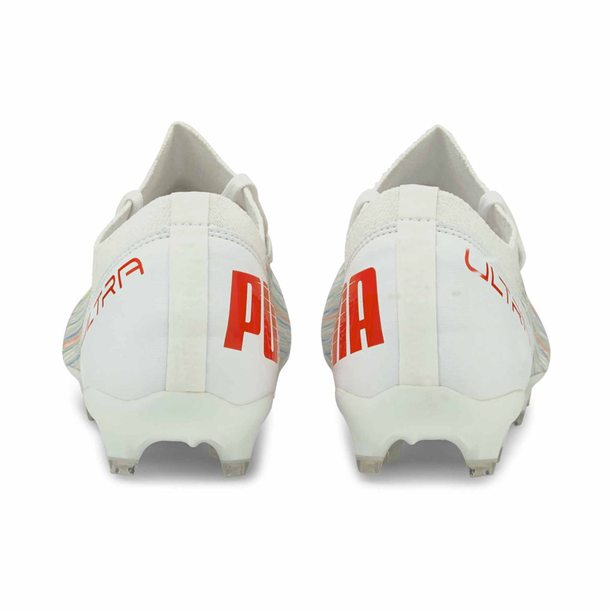 Puma Ultra 3.2 FG/AG Chaussure de soccer à crampons Puma White/Red Blast vue de dos