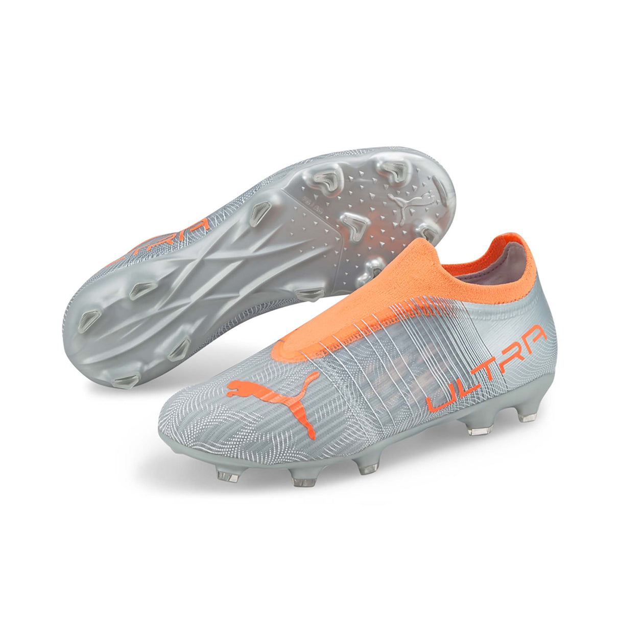 Puma Ultra 3.4 FG/AG souliers de soccer junior diamond silver neon citrus paire