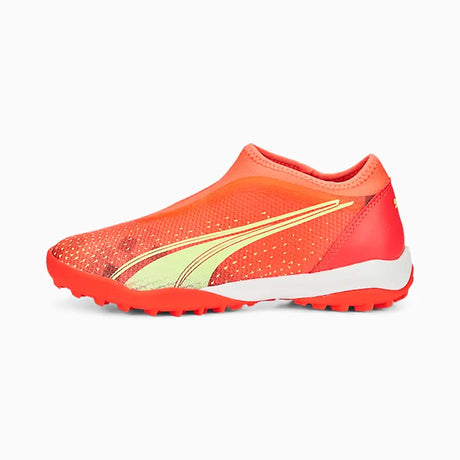 Souliers de soccer Puma Ultra Match Laceless TT turf junior fiery coral fizzy light