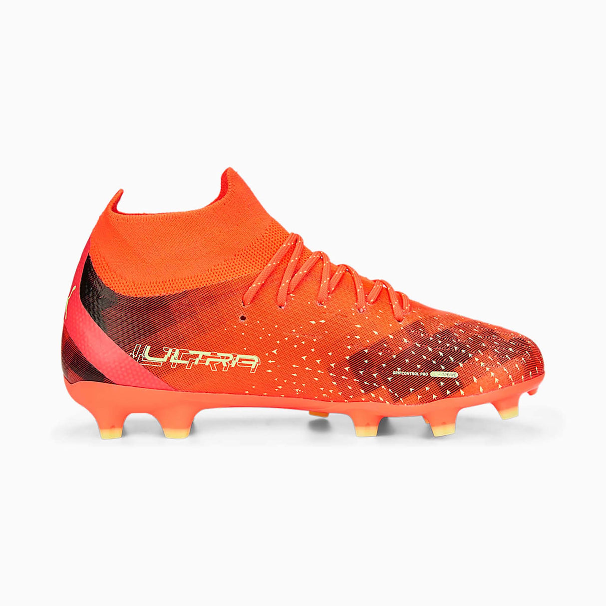 Puma Ultra Pro FG/AG souliers de soccer enfant fizzy coral fizzy light black lateral