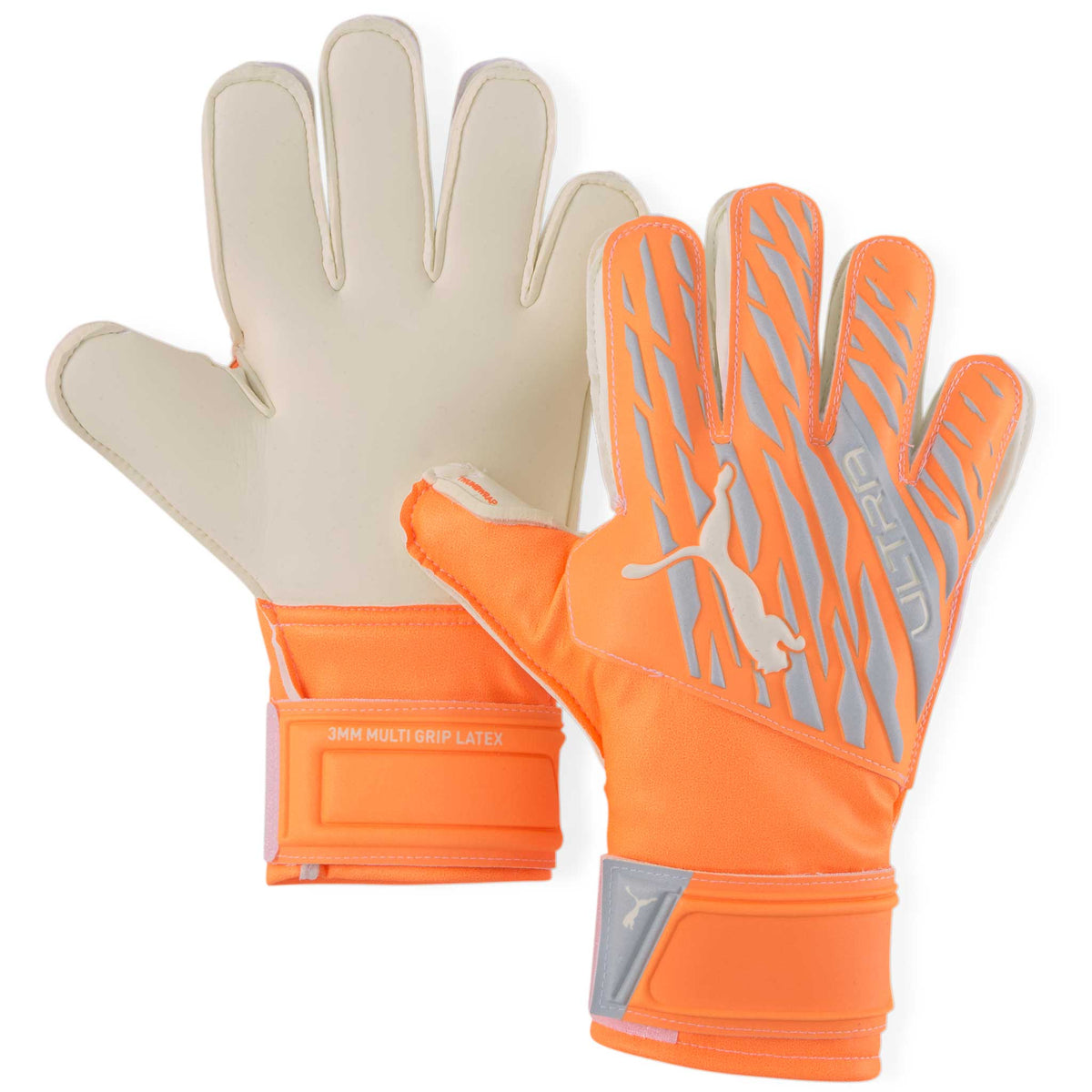 Gants de gardien de soccer Puma Ultra Protect 3 RC Junior - Shocking Orange / Grey