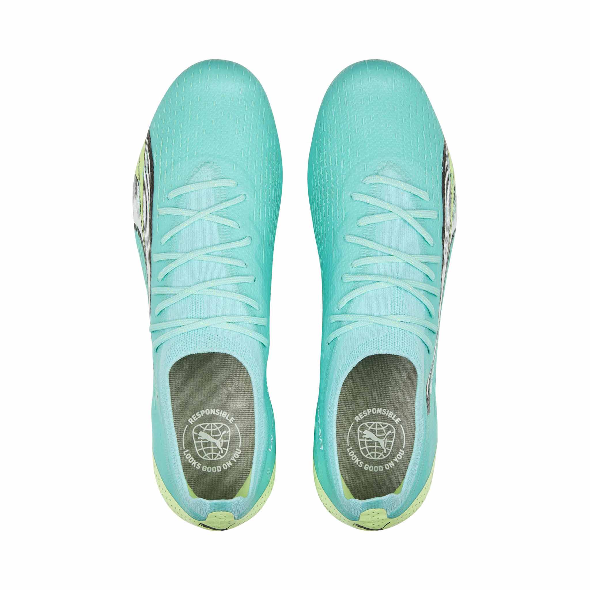 Puma Chaussures de futsal ULTRA PLAY IT pour Homme, Bleu/Vert/Blanc