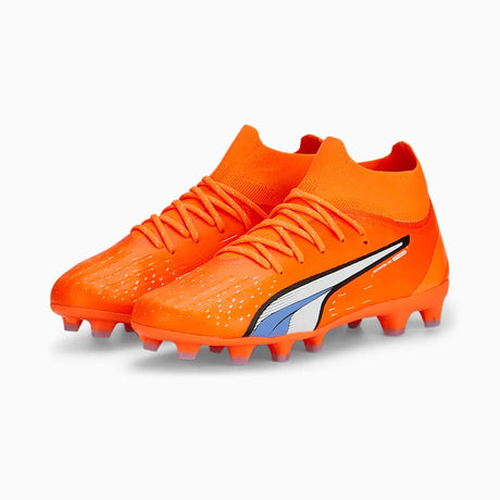Puma Ultra Pro FG/AG souliers de soccer enfant paire - orange / white / blue glimmer