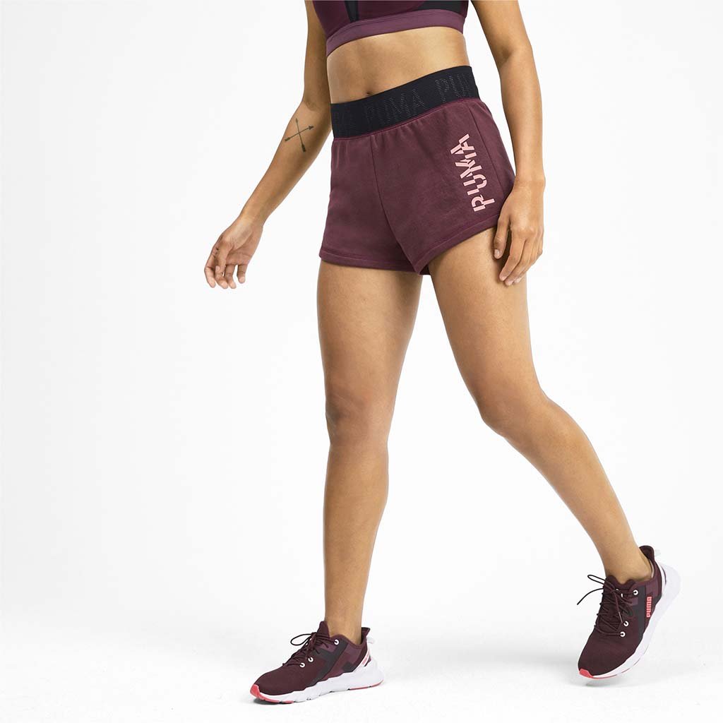 Puma Women&#39;s Logo Shorts 3 pour femme bourgogne lv
