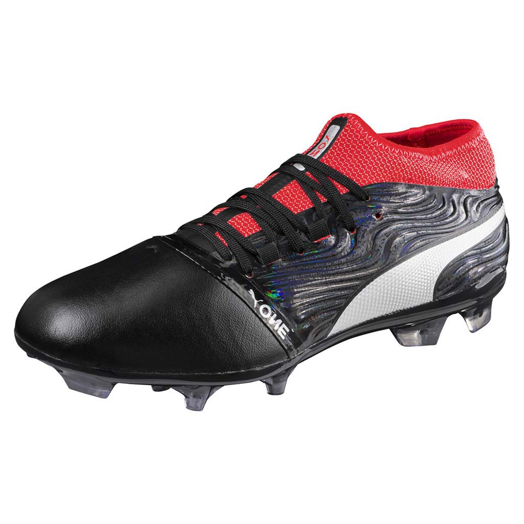 Puma One 18.2 FG chaussure de soccer noir argent rouge
