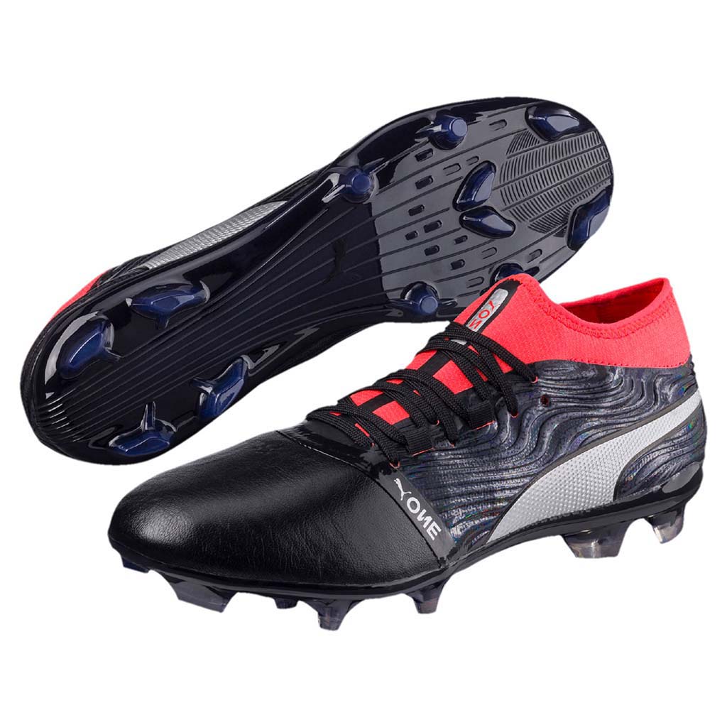 Puma One 18.2 FG chaussure de soccer noir argent rouge paire