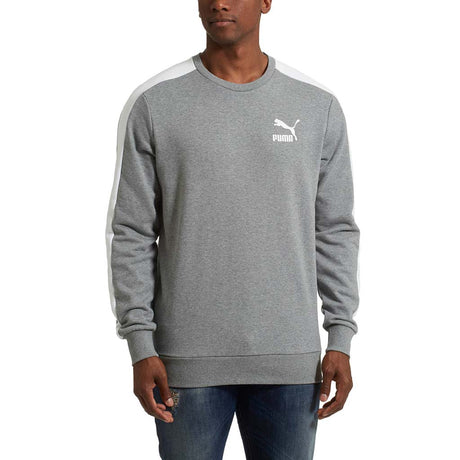 Chandail en molleton Puma Classic T7 Logo Crew gris pour homme lv