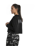 Crop Top Puma Fusion Crew Sweat noir pour femme lv2