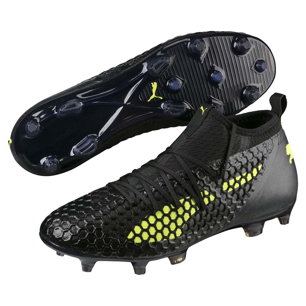 Puma Future 18.2 Netfit FG/AG chaussure de soccer noir jaune paire