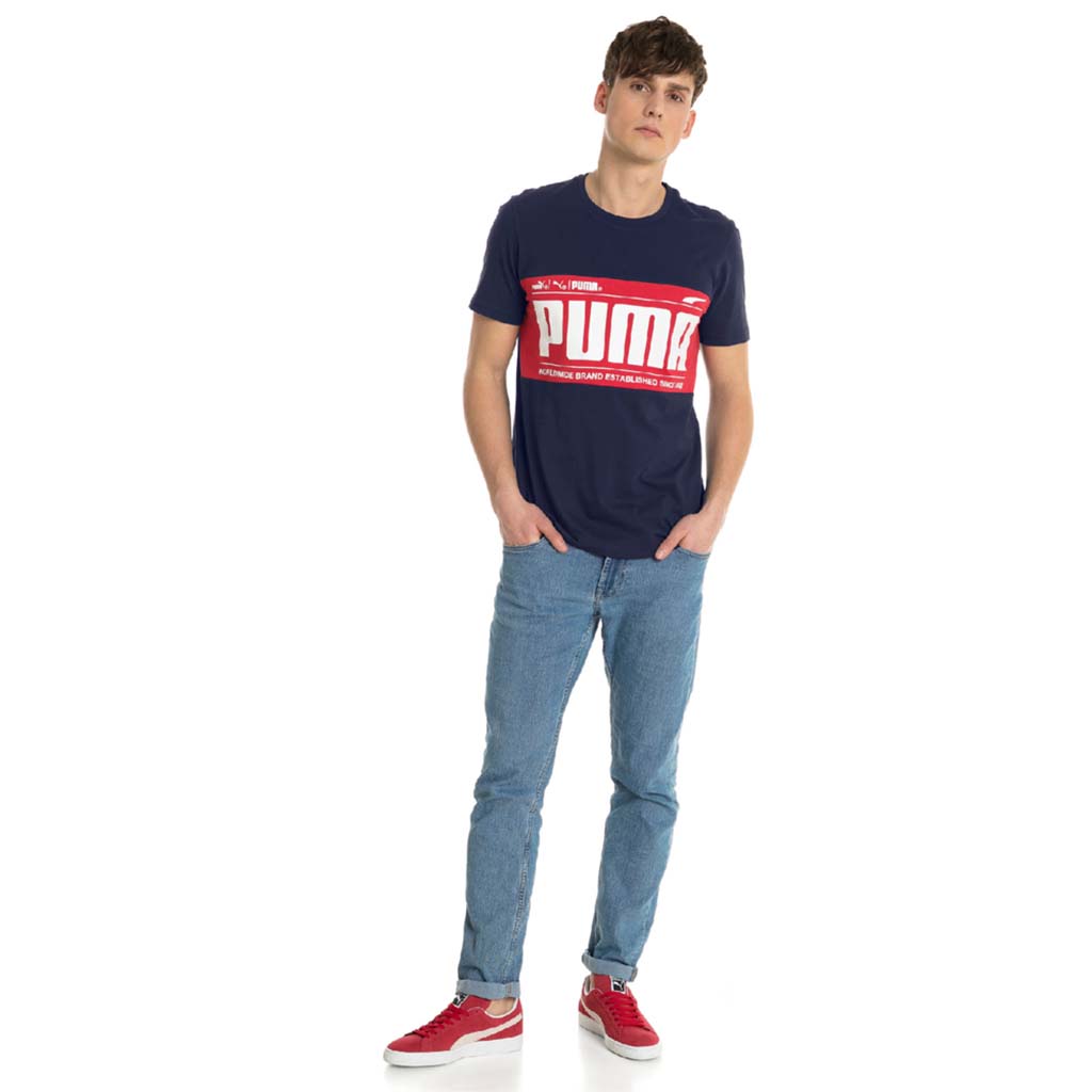T-shirt Puma Graphic Logo Block Tee bleu lv1