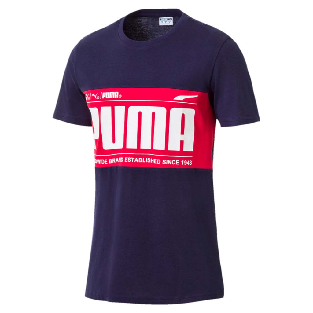 T-shirt Puma Graphic Logo Block Tee bleu